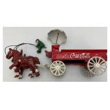 Vintage Cast Iron Coca-Cola Horse-Drawn Wagon 14"