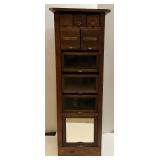 Vintage 9 Drawer Storage Cabinet With Three Glass Front Drawers, One Mirrored Front And Five Wood Front 18" x 18" x 50"
