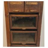 Vintage 9 Drawer Storage Cabinet With Three Glass Front Drawers, One Mirrored Front And Five Wood Front 18" x 18" x 50"