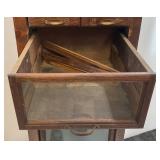 Vintage 9 Drawer Storage Cabinet With Three Glass Front Drawers, One Mirrored Front And Five Wood Front 18" x 18" x 50"