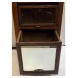 Vintage 9 Drawer Storage Cabinet With Three Glass Front Drawers, One Mirrored Front And Five Wood Front 18" x 18" x 50"