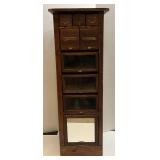 Vintage 9 Drawer Storage Cabinet With Three Glass Front Drawers, One Mirrored Front And Five Wood Front 18" x 18" x 50"