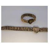 Antique Gold Filled over Sterling Silver Sweetheart Expansion Bracelets (2), Repair/Parts