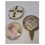 Set of 3 Vintage HandheldVanity Mirrors, Art Deco Filigree