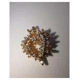Gold Plated Sterling Silver Cubic Zirconia Cluster Heart Necklace Pendant