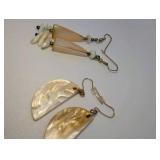 2 Pairs Vintage pearlescent shell dangle earrings