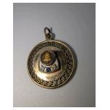Vintage Bell System service charm, 12k gf White and Yellow Gold, Diamond and Sapphire Accents