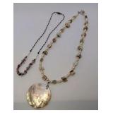 (2) Lavender Shell Chip and Pearl Necklaces