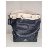 Coach Mickie Drawstring bag in dark navy and white spectator pebble leather