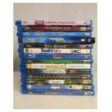 Blue-Ray collection of various animated and family films, Disney and Pixar