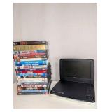 Philips PET741/37 portable DVD player with DVD movie Lot