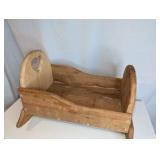Antique wood doll rocking cradle