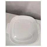 Vintage Corning Ware casserole dish in the "Evening Song" pattern, no lid