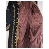 1970s vintage Moroccan-style duster, elaborate gold embroidery on black velvet