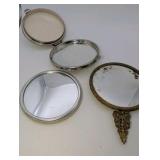 Set of 3 Vintage HandheldVanity Mirrors, Art Deco Filigree