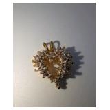 Gold Plated Sterling Silver Cubic Zirconia Cluster Heart Necklace Pendant