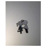 Vintage Kissing Couple Pendant, 1" Marked SS