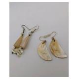 2 Pairs Vintage pearlescent shell dangle earrings