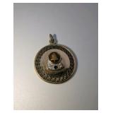 Vintage Bell System service charm, 12k gf White and Yellow Gold, Diamond and Sapphire Accents