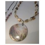 (2) Lavender Shell Chip and Pearl Necklaces