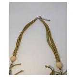 Vintage handmade shell bead charm necklace