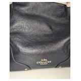 Coach Mickie Drawstring bag in dark navy and white spectator pebble leather