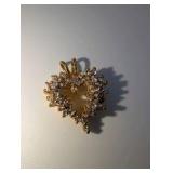 Gold Plated Sterling Silver Cubic Zirconia Cluster Heart Necklace Pendant