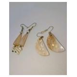 2 Pairs Vintage pearlescent shell dangle earrings