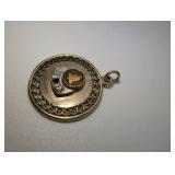 Vintage Bell System service charm, 12k gf White and Yellow Gold, Diamond and Sapphire Accents