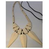 (2) Vintage Hand carved Bone and Bead Necklaces