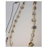 (2) Lavender Shell Chip and Pearl Necklaces