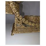 Gold tone floral snack tray carousel