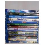 Blue-Ray collection of various animated and family films, Disney and Pixar