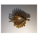 Gold Plated Sterling Silver Cubic Zirconia Cluster Heart Necklace Pendant