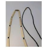 (2) Vintage Hand carved Bone and Bead Necklaces