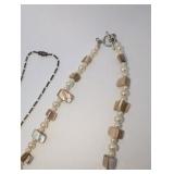 (2) Lavender Shell Chip and Pearl Necklaces