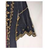 1970s vintage Moroccan-style duster, elaborate gold embroidery on black velvet