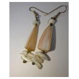 2 Pairs Vintage pearlescent shell dangle earrings