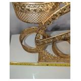 Gold tone floral snack tray carousel