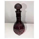 Vintage Avon Wine Decanter, Glass 1876 Cape Cod Collection, Ruby Red Glass