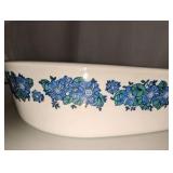 Vintage Corning Ware casserole dish in the "Evening Song" pattern, no lid