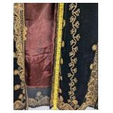 1970s vintage Moroccan-style duster, elaborate gold embroidery on black velvet