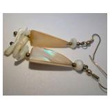 2 Pairs Vintage pearlescent shell dangle earrings