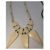 (2) Vintage Hand carved Bone and Bead Necklaces