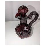 Vintage Avon Wine Decanter, Glass 1876 Cape Cod Collection, Ruby Red Glass