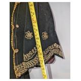 1970s vintage Moroccan-style duster, elaborate gold embroidery on black velvet