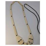 (2) Vintage Hand carved Bone and Bead Necklaces