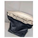 Coach Mickie Drawstring bag in dark navy and white spectator pebble leather