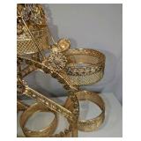 Gold tone floral snack tray carousel