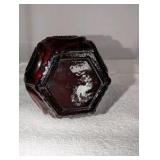 Vintage Avon Wine Decanter, Glass 1876 Cape Cod Collection, Ruby Red Glass